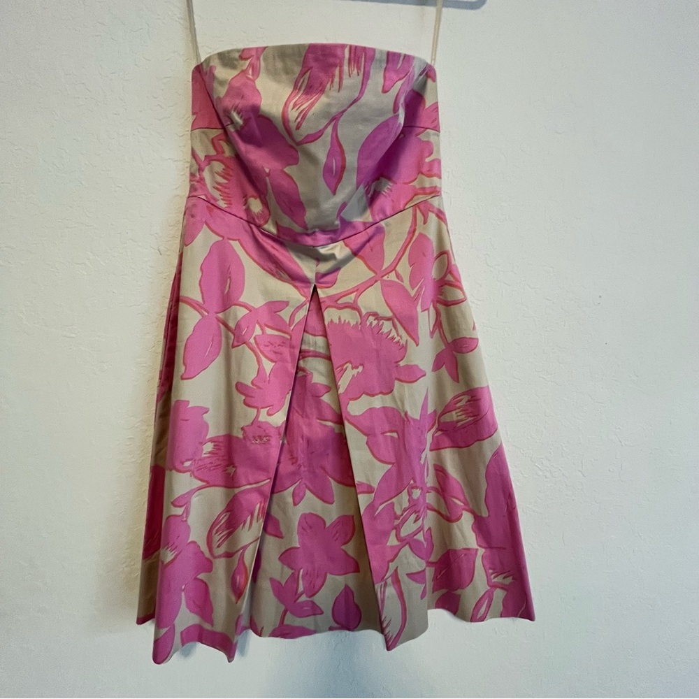 New York & Company Women’s Ladies Strapless Pink Floral Short Mini Dress Size 6